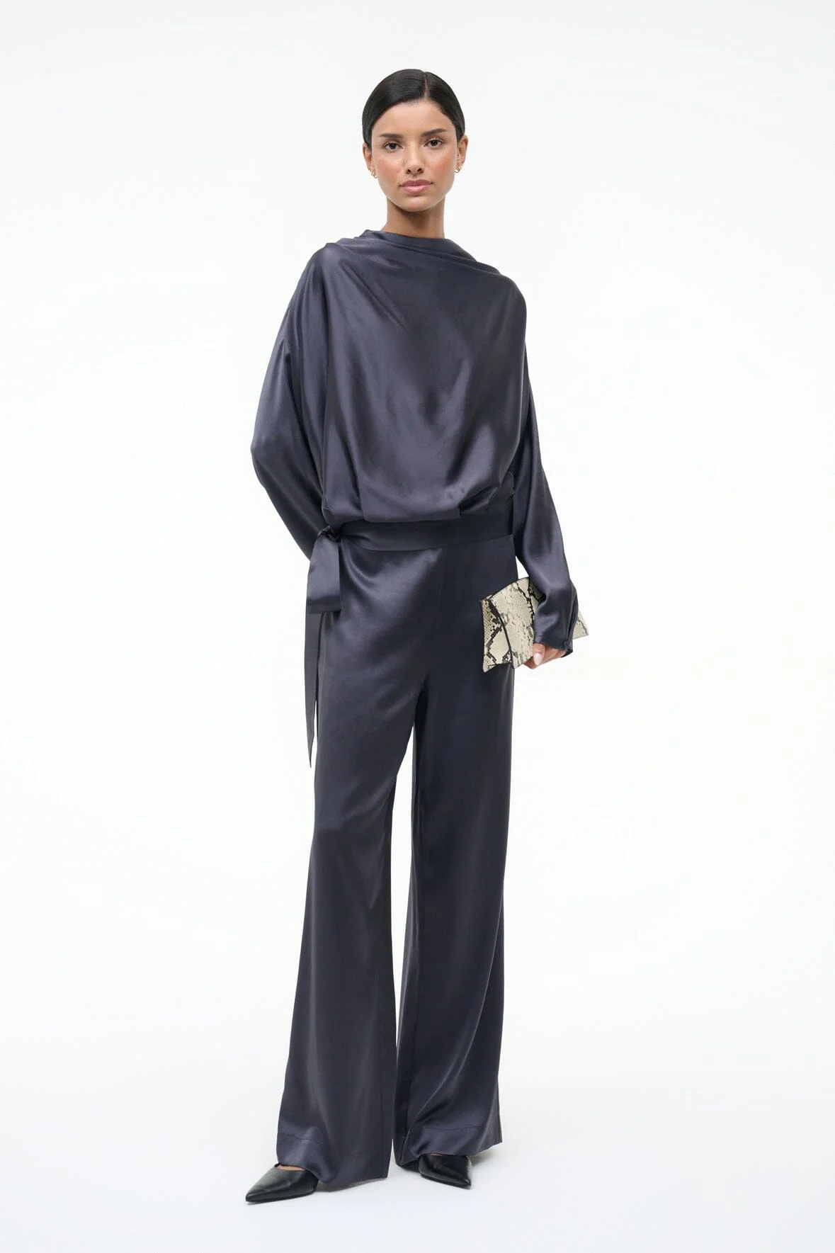 STAUD STROLL SILK PANT NOCTURNE - 1