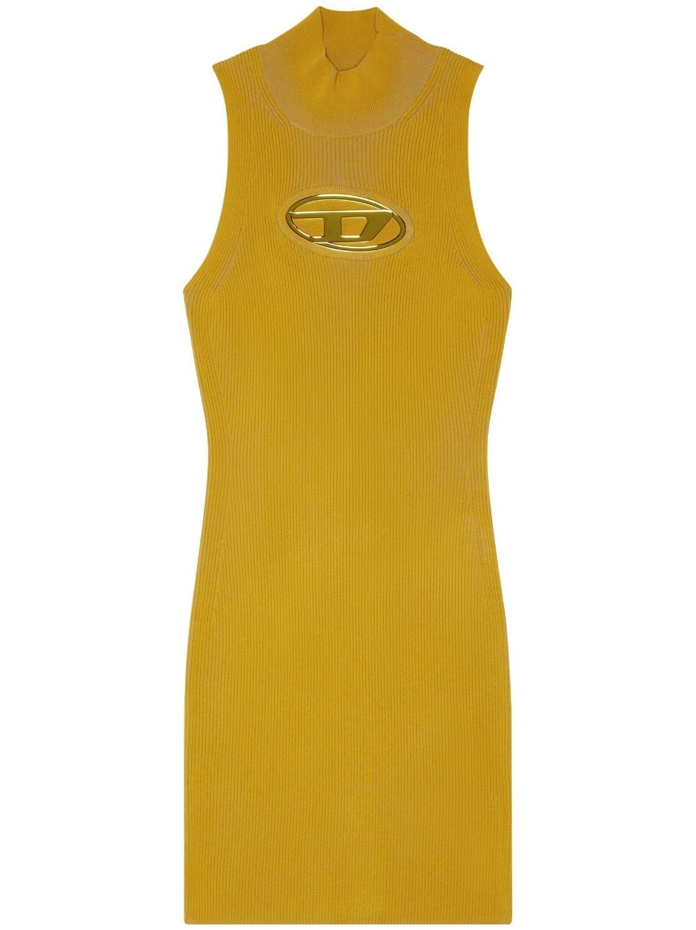 logo-plaque ribbed dress - 1