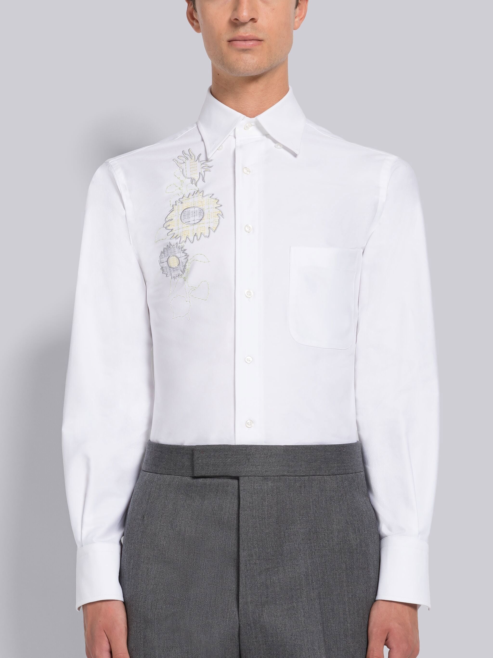 MADRAS FLOWER PATCH APPLIQUE POINT COLLAR SHIRT - 1