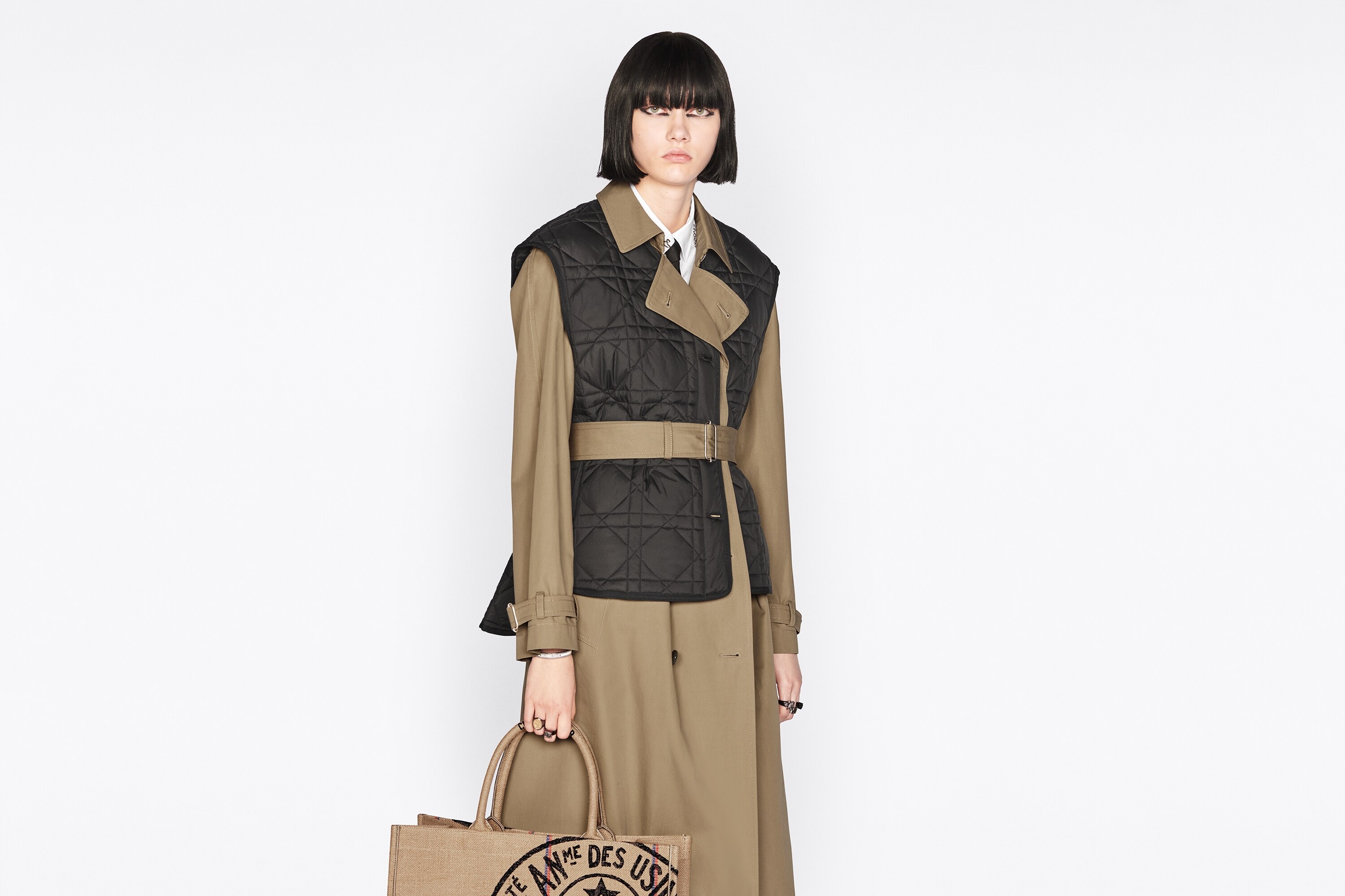 Trench Coat with Removable Macrocannage Vest - 10