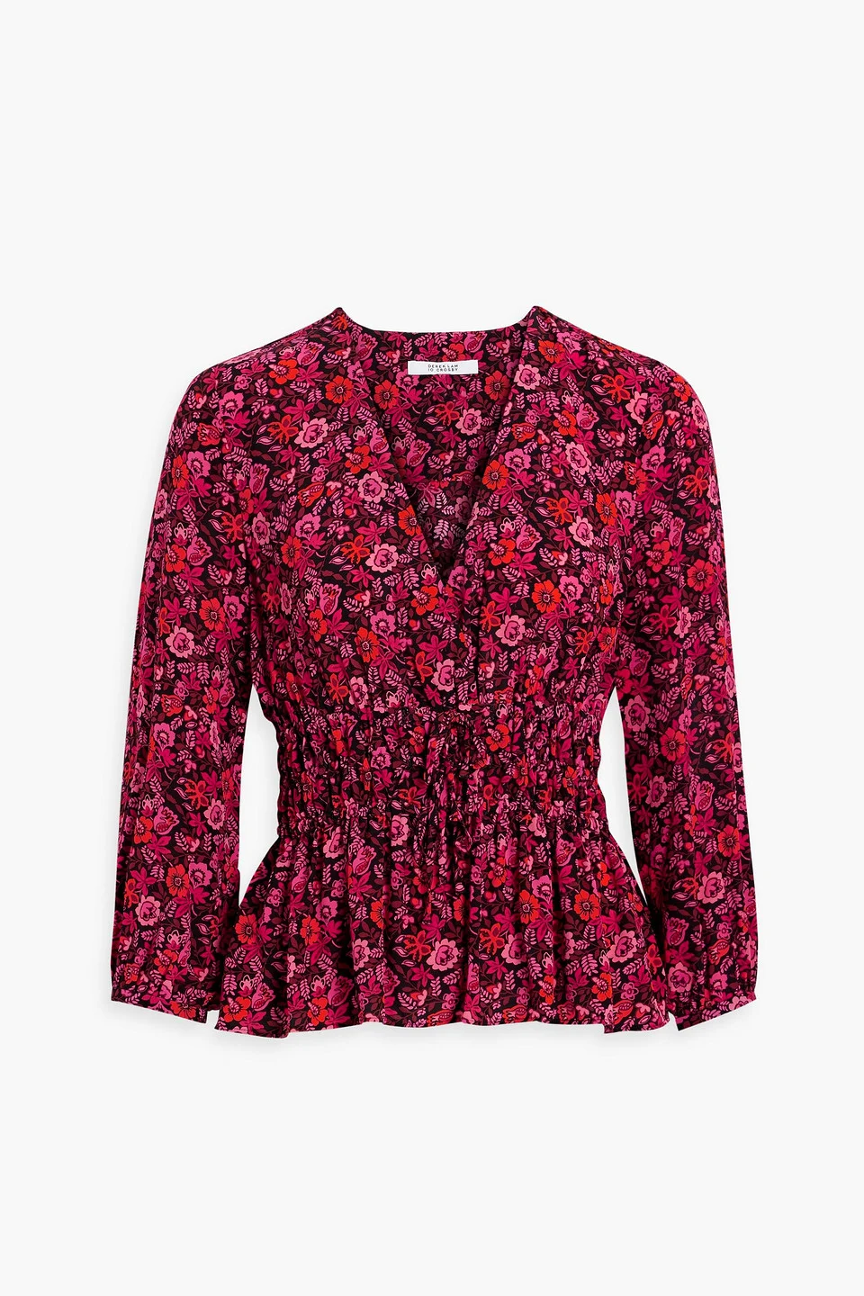 Gathered floral-print crepe de chine top - 1