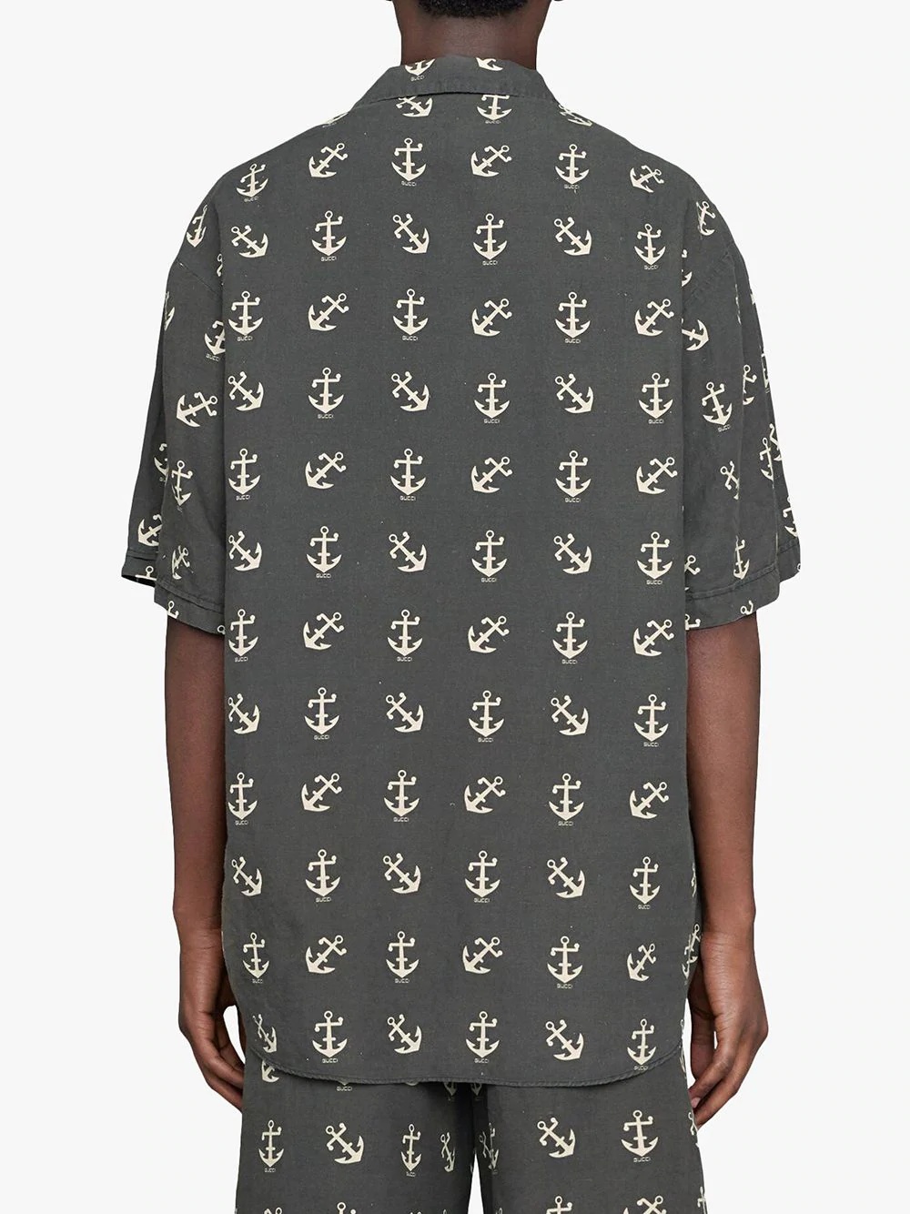 anchor print bowling shirt - 4