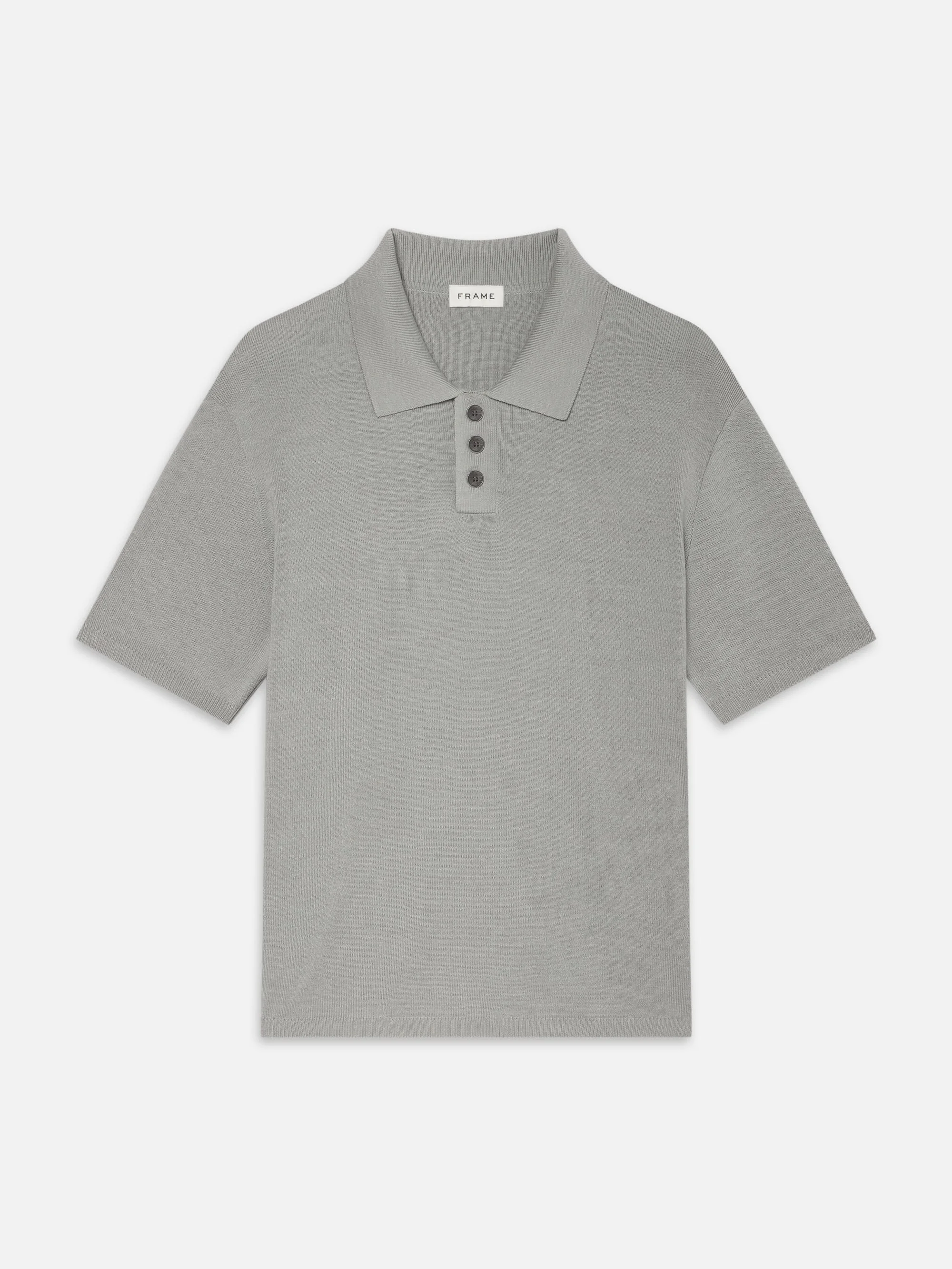 Cotton Silk Polo Sweater in Grey Blue - 1