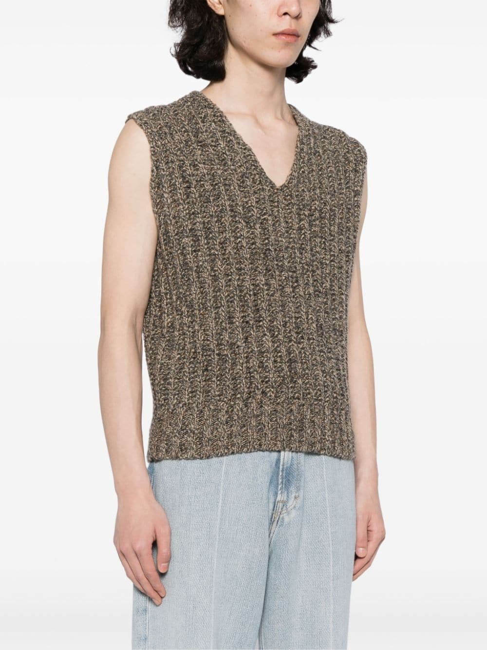 V-neck chunky-knit vest - 3