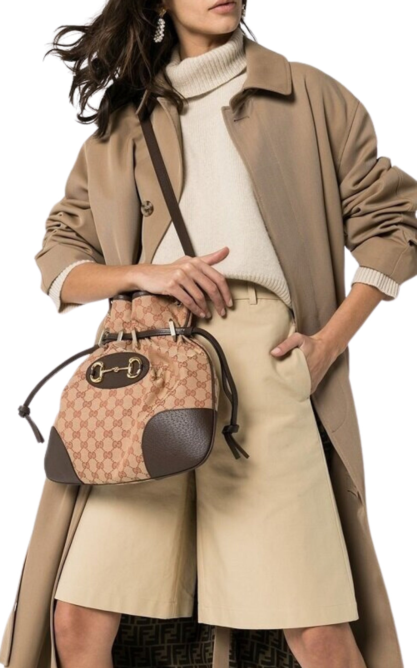Leather and GG Supreme Fabric Shoulder Bag - 2