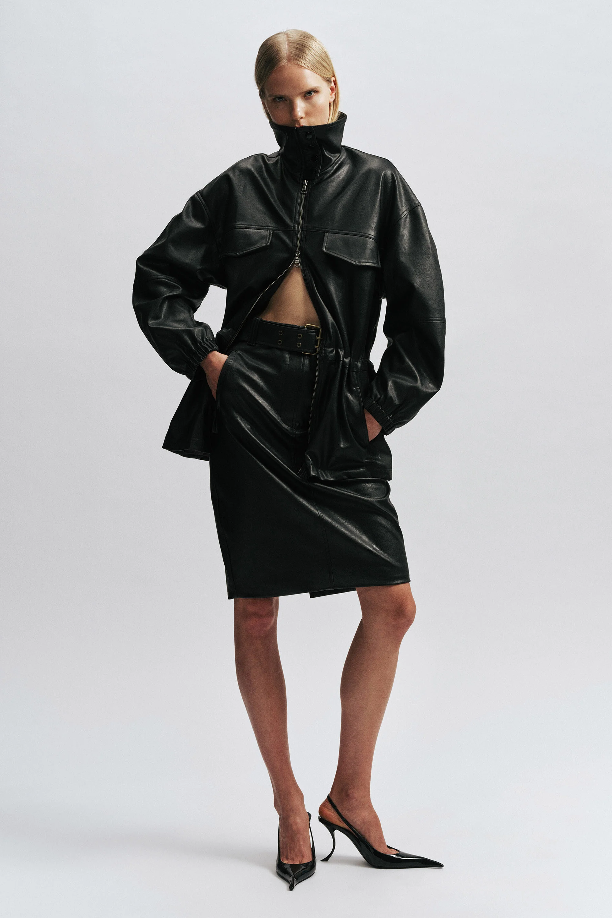 Lavelle Vegan Leather Skirt In Black - 1