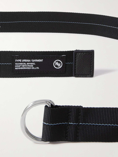 NEIGHBORHOOD 3cm Logo-Appliquéd Full-Grain Leather-Trimmed Embroidered Webbing Belt outlook