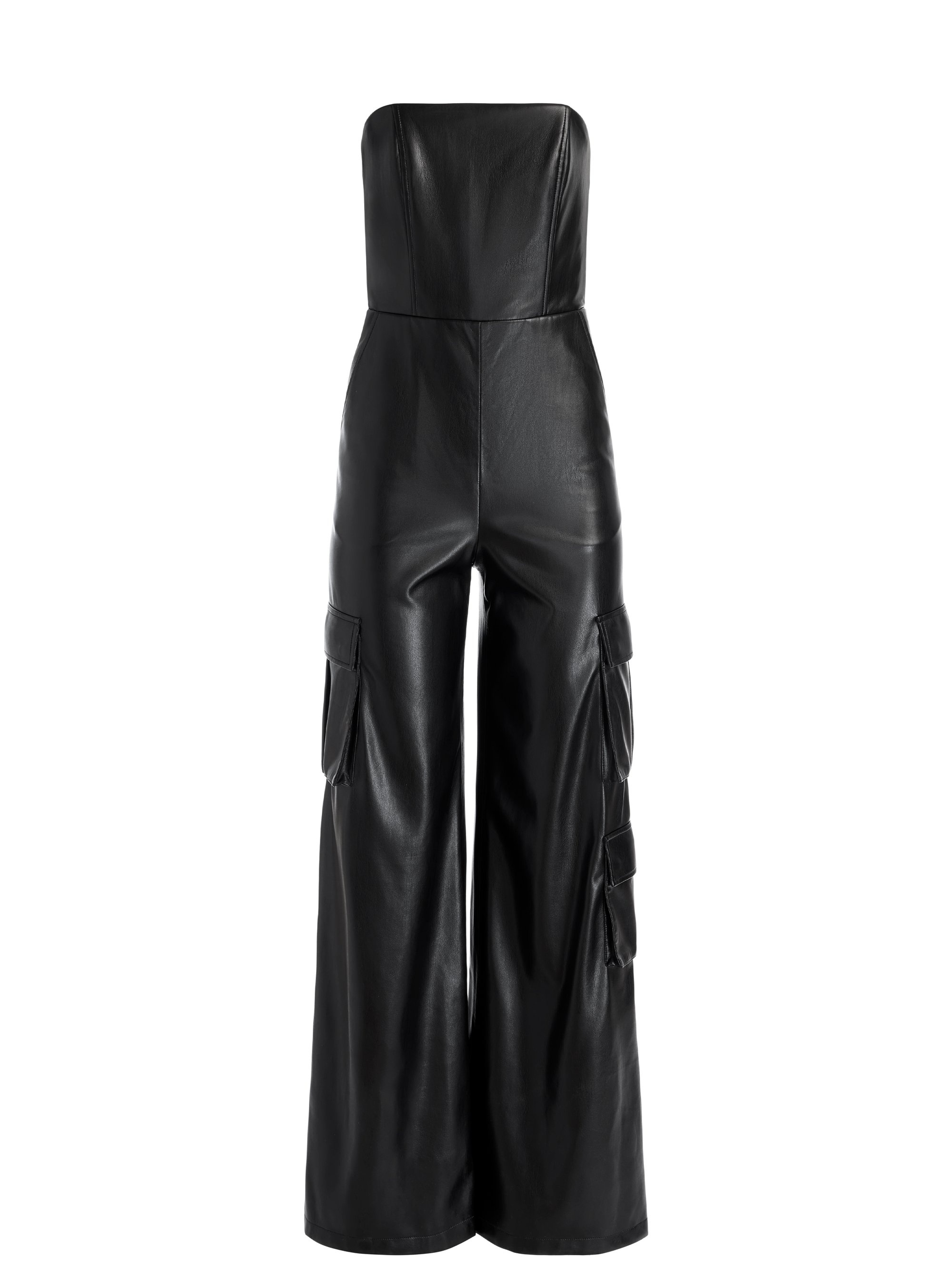 EMELDA CARGO VEGAN LEATHER JUMPSUIT - 1