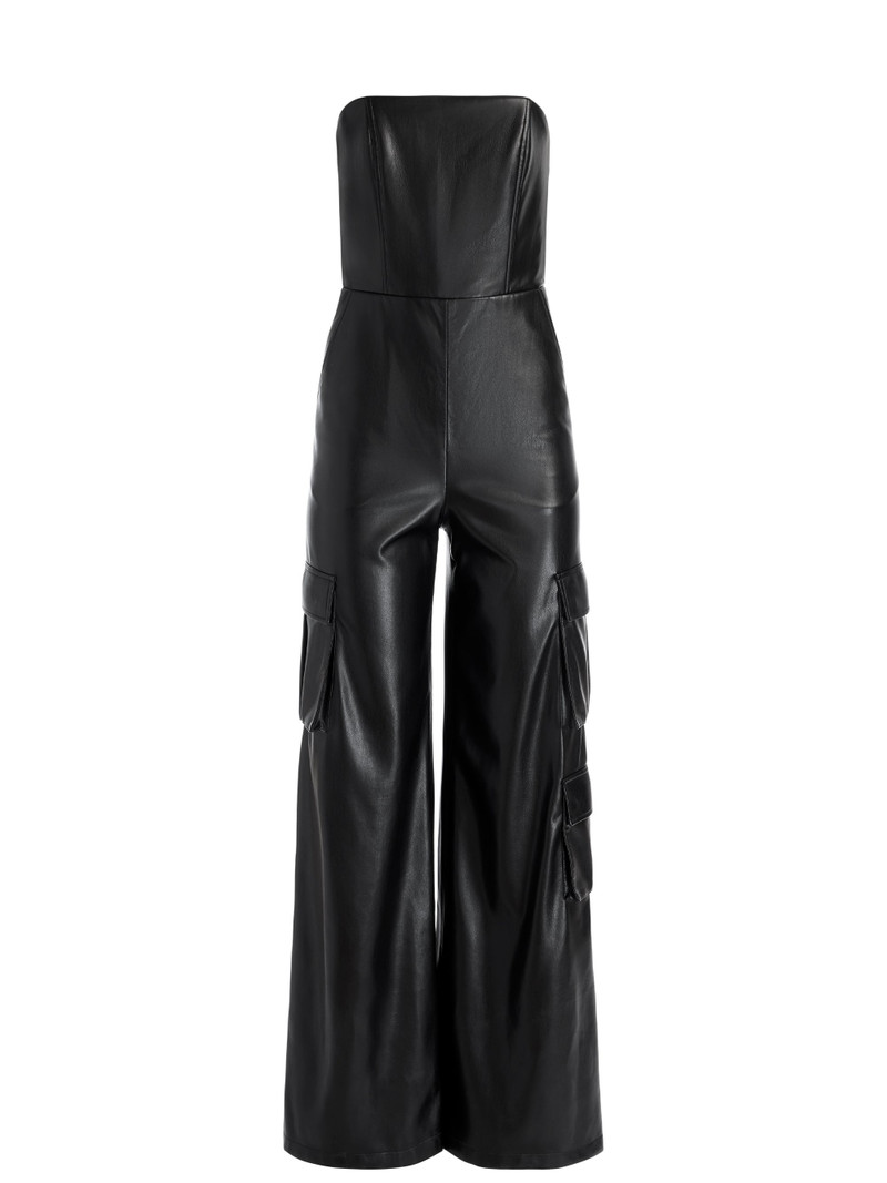 EMELDA CARGO VEGAN LEATHER JUMPSUIT 1