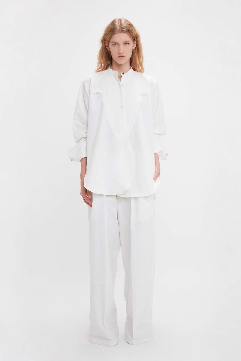 Victoria Beckham Bib-Front Tuxedo Shirt In Washed White outlook