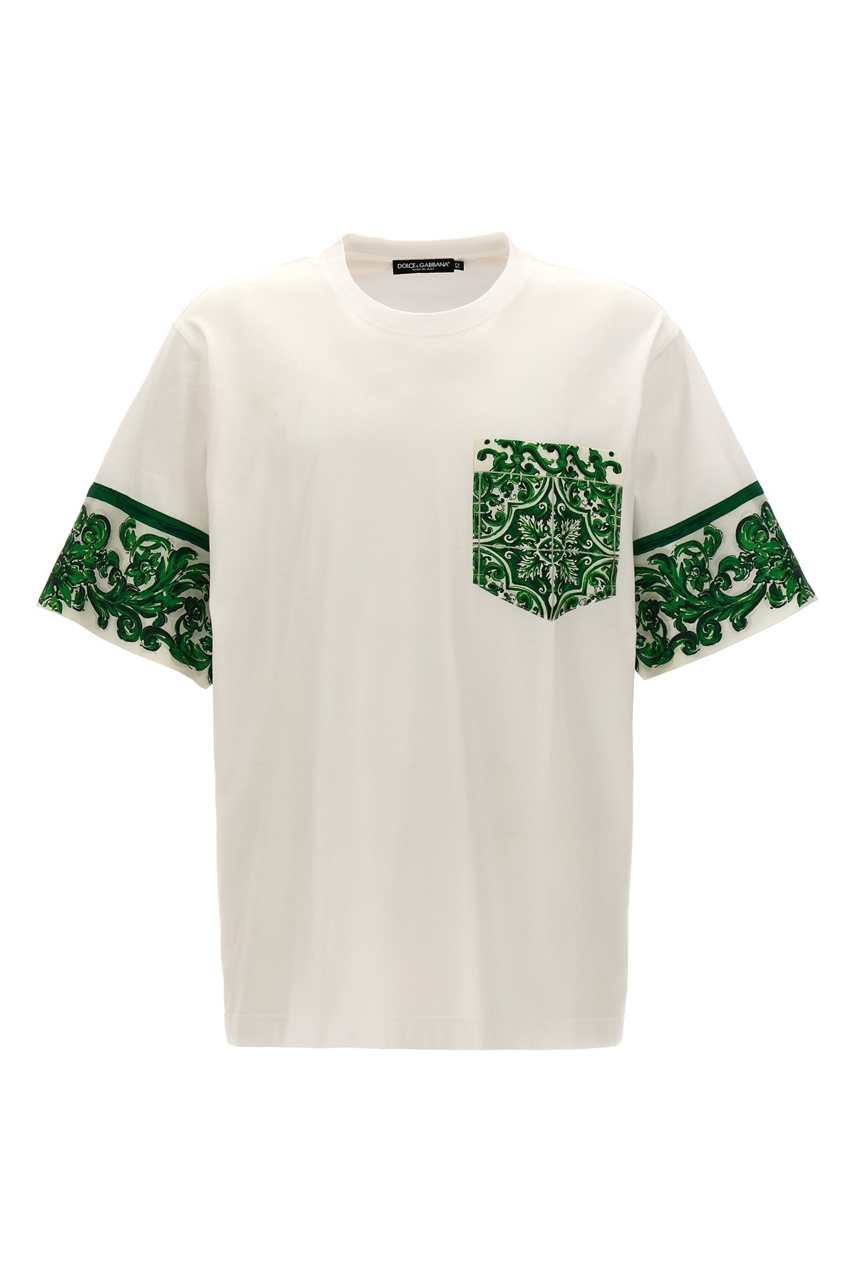 【関税＆送料込み】Dolce & Gabbana 'Maiolica' Sleeve T-Shir Dolce&Gabbana Men's t Shirt Size 46=S Most Iconic Maiolica
