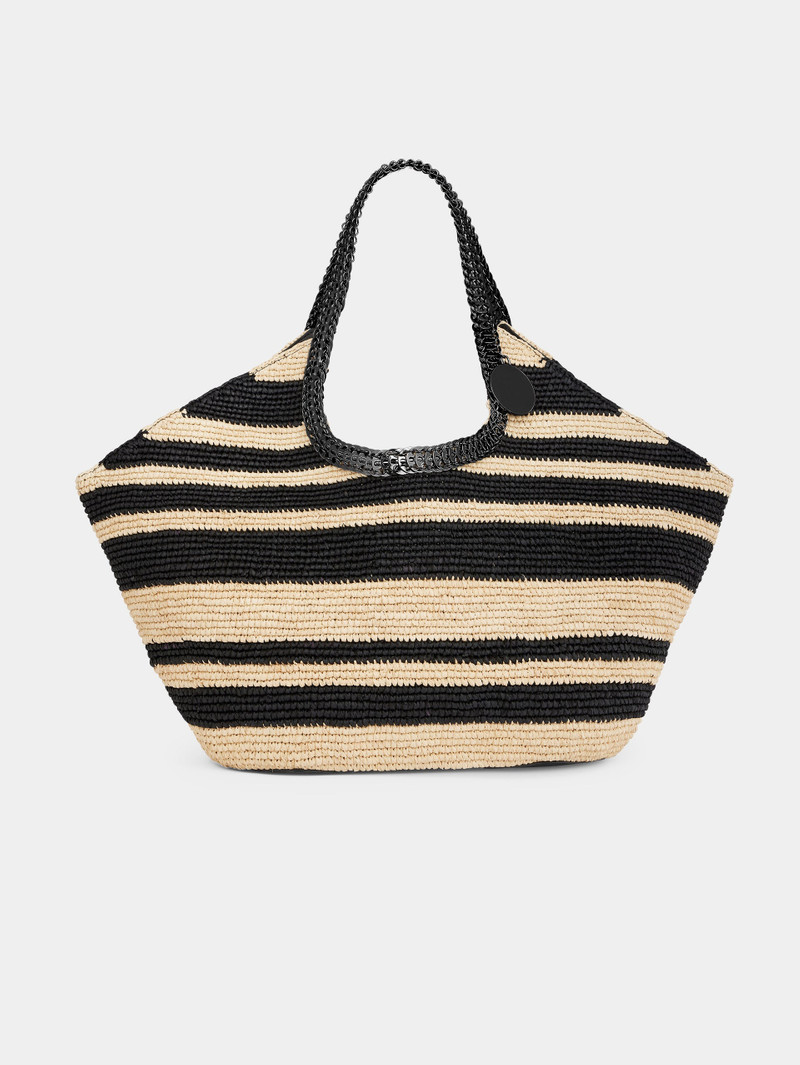 STRIPED RAFFIA TOTE BAG WITH 1969 DISCS DETAILS 1