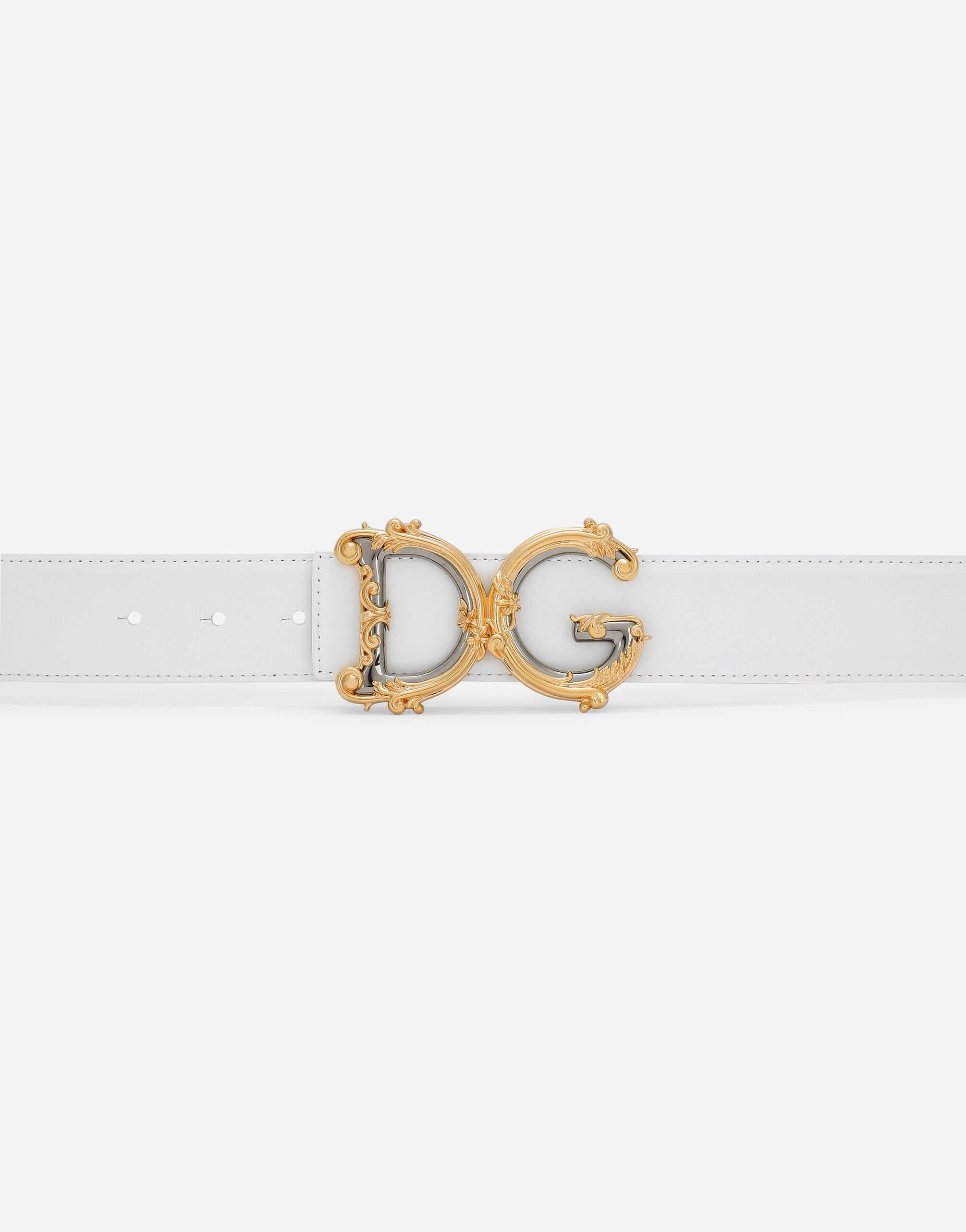 Leather belt with baroque DG logo - 3