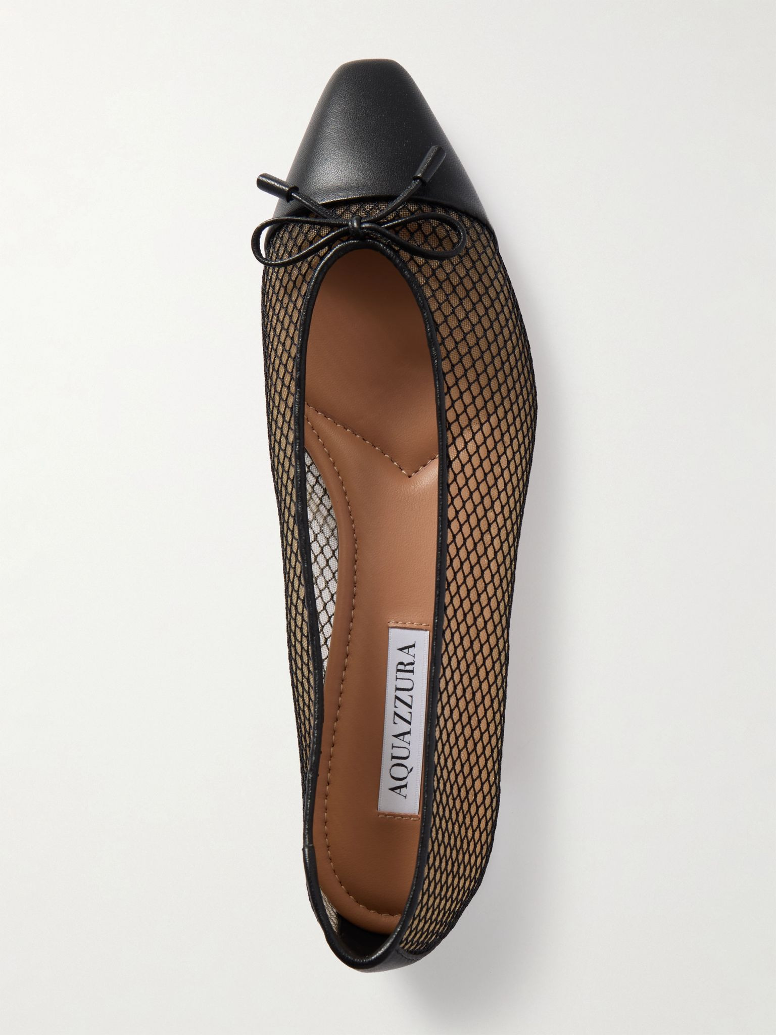 Gioia leather-trimmed mesh ballet flats Black - 5