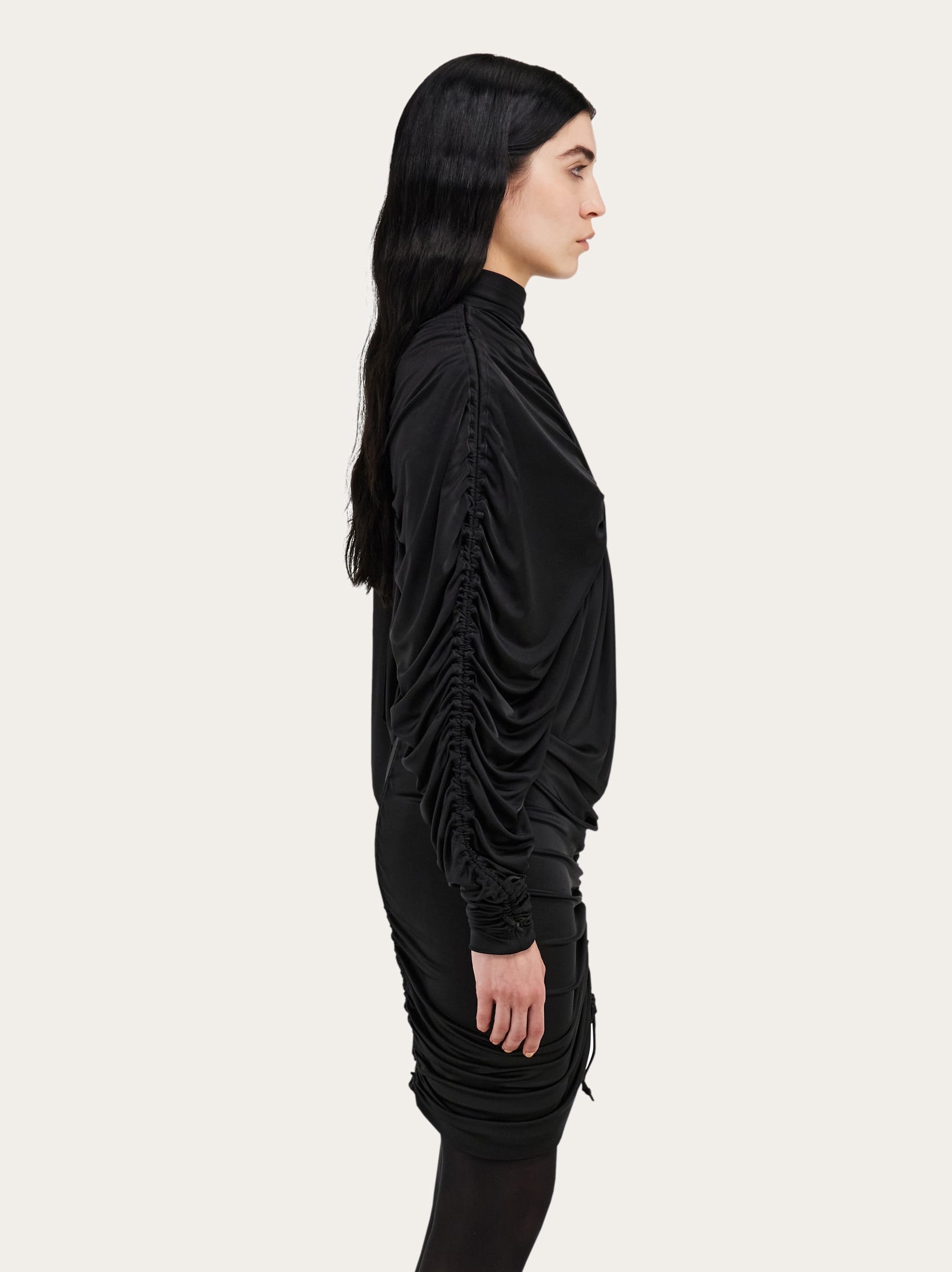 Long sleeved mini dress with gathered detail - 3