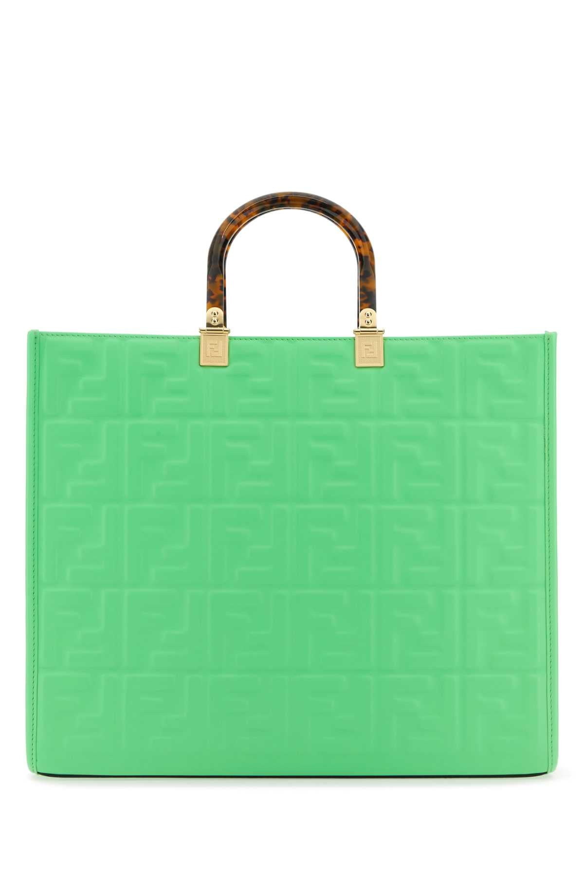 Fendi Women Green Leather Medium Sunshine Shopping Bag - 3