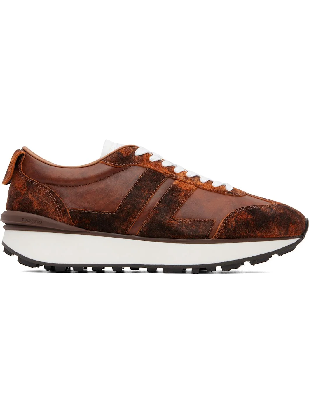 Brown & Orange Bumpr Used Leather Sneakers - 1
