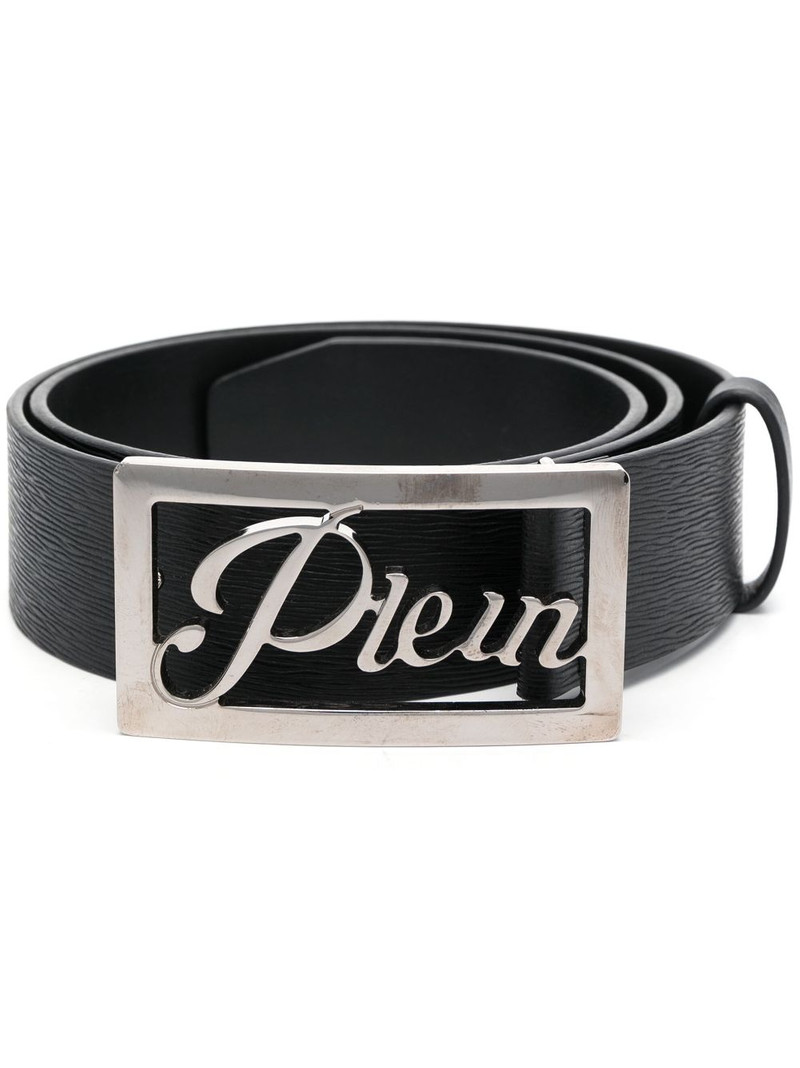 logo-buckle Saffiano leather belt 1