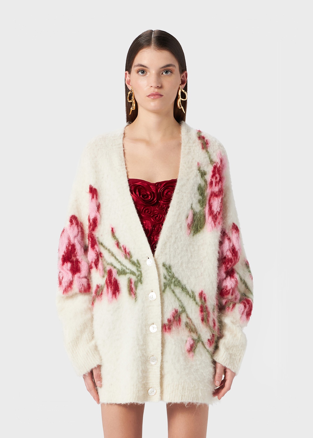 CARDIGAN WITH JACQUARD ROSES - 3