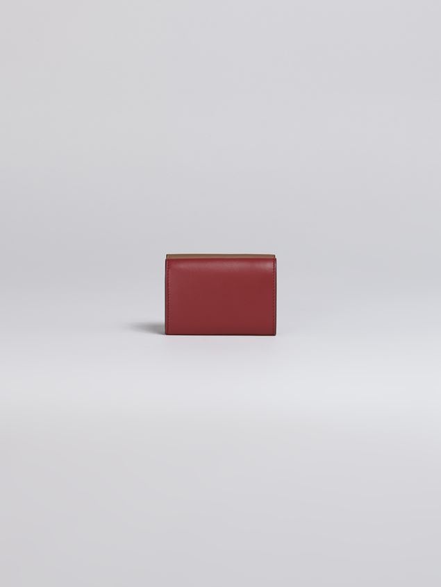 TRI-FOLD WALLET IN BROWN PINK AND BURGUNDY SAFFIANO LEATHER - 3