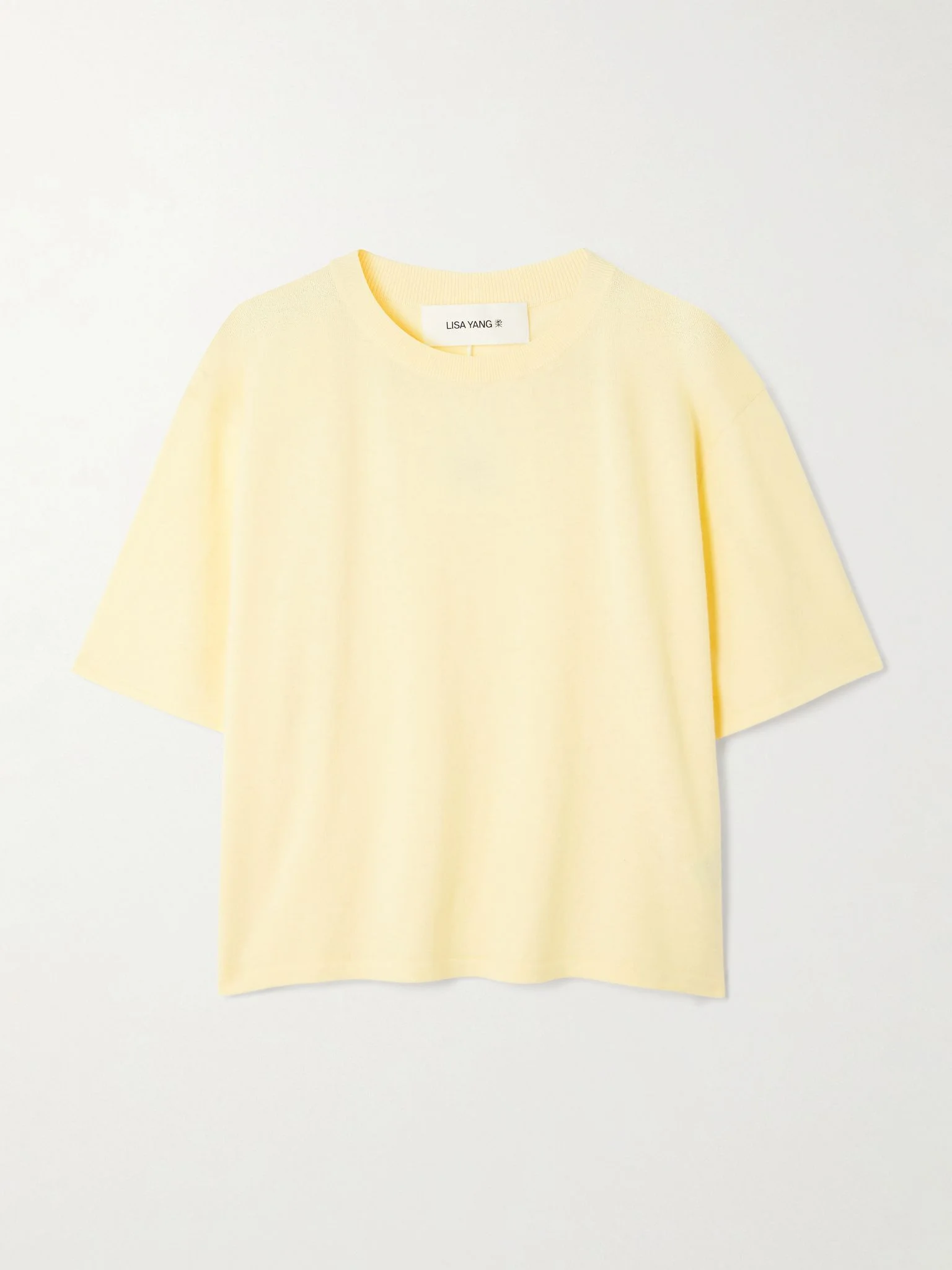 Rubie cotton and cashmere-blend T-shirt Pastel yellow - 1