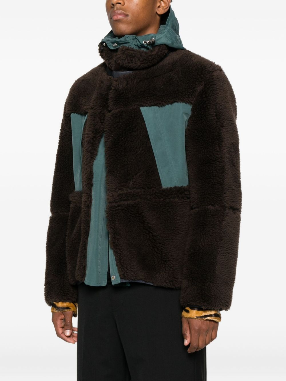 faux-shearling panelled jacket - 3