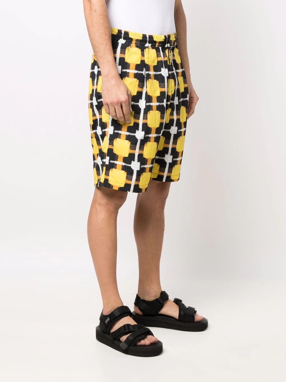 CHECK NYLON COULISSE SHORT YELLOW BLACK - 3