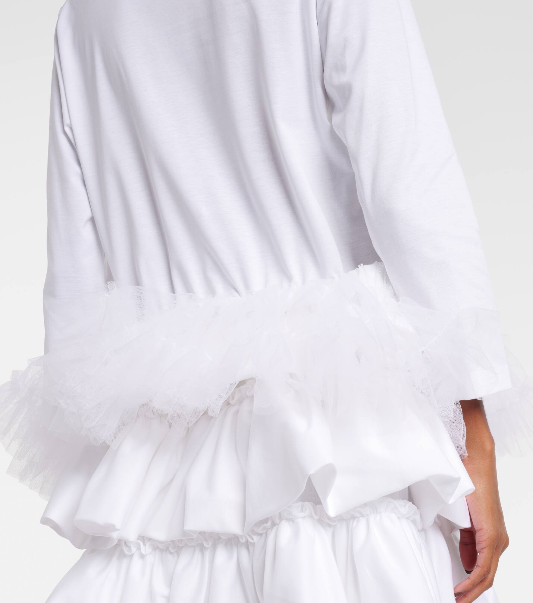 Tulle-trimmed cotton jersey top - 5