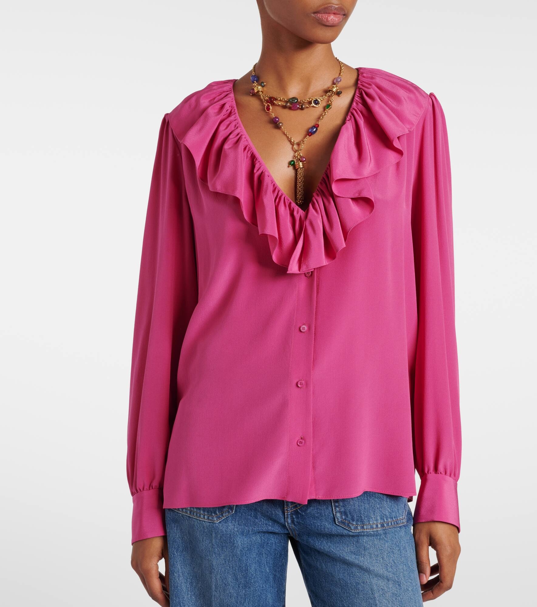 Ruffled silk blouse - 7