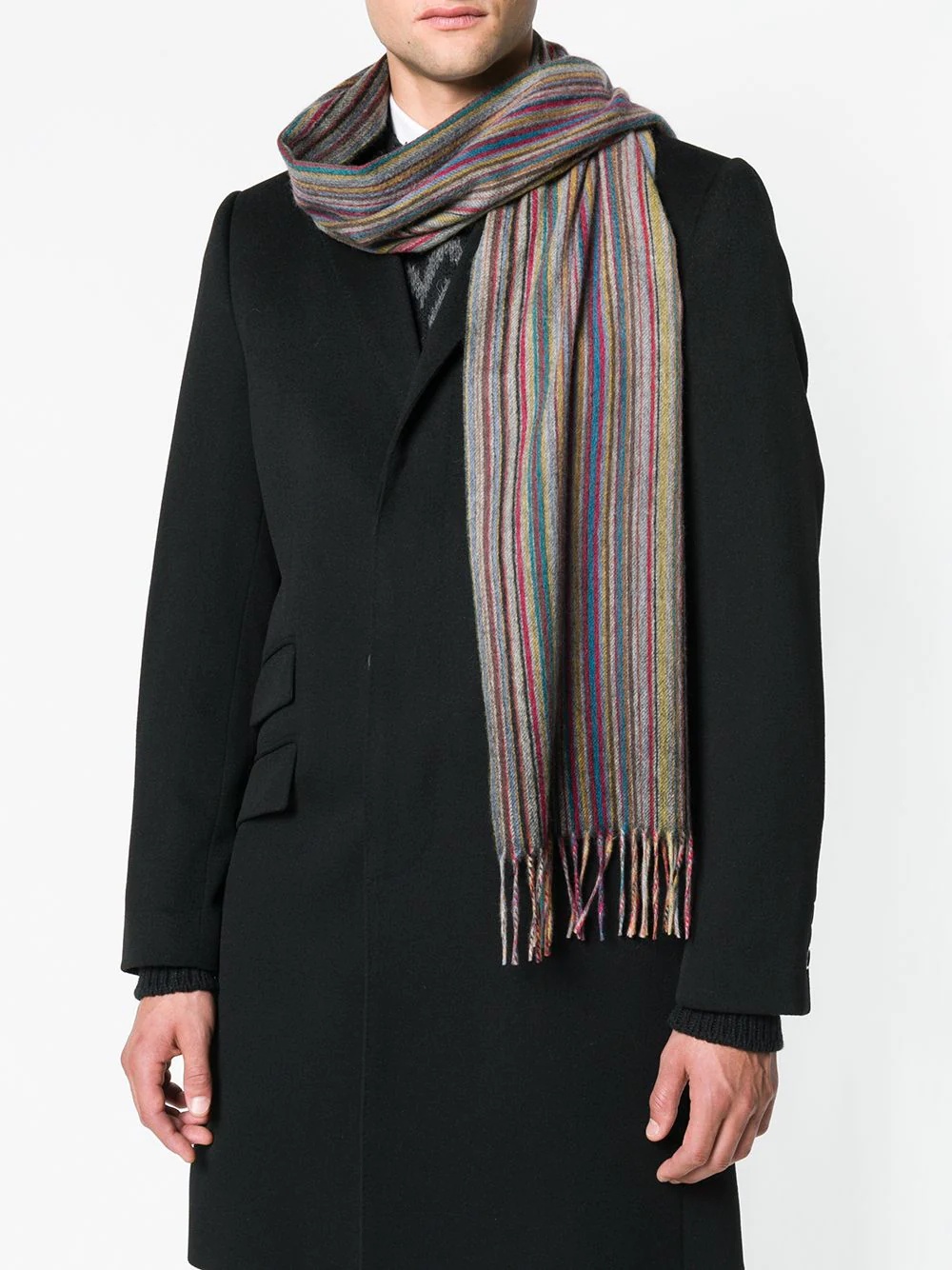 fringed striped scarf - 2