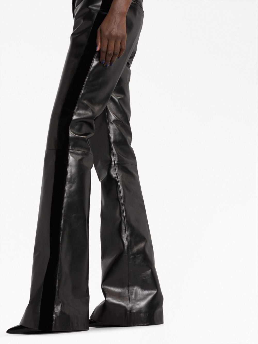 flared leather trousers - 3