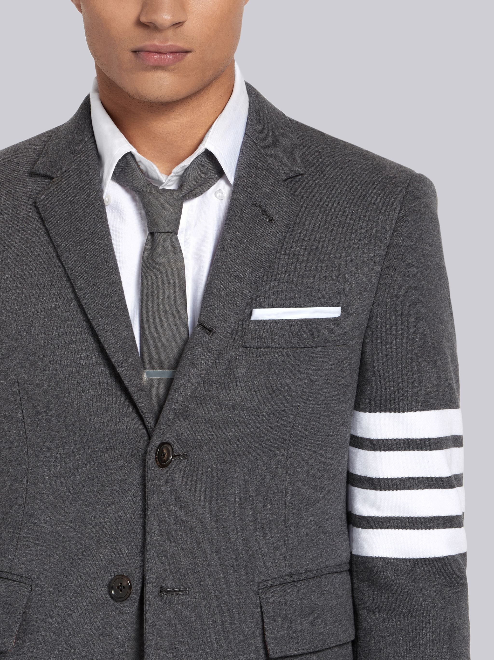 Medium Grey Jersey 4-Bar Classic Sport Coat - 5