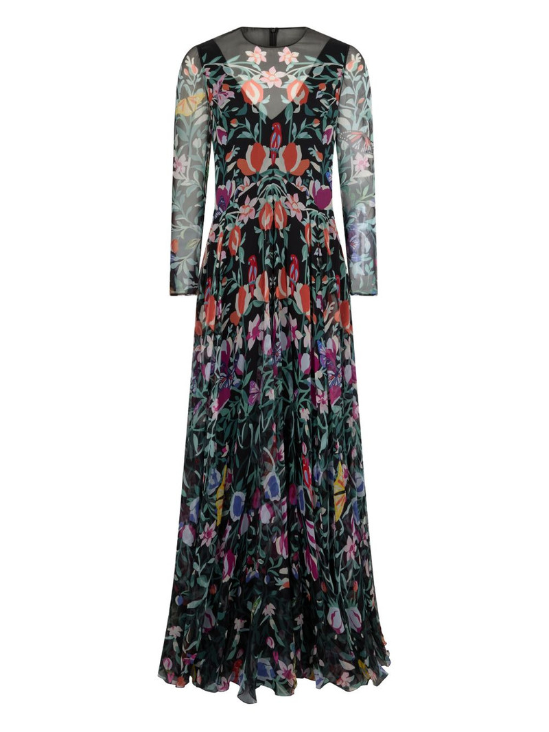 floral long-sleeved midi dress 1