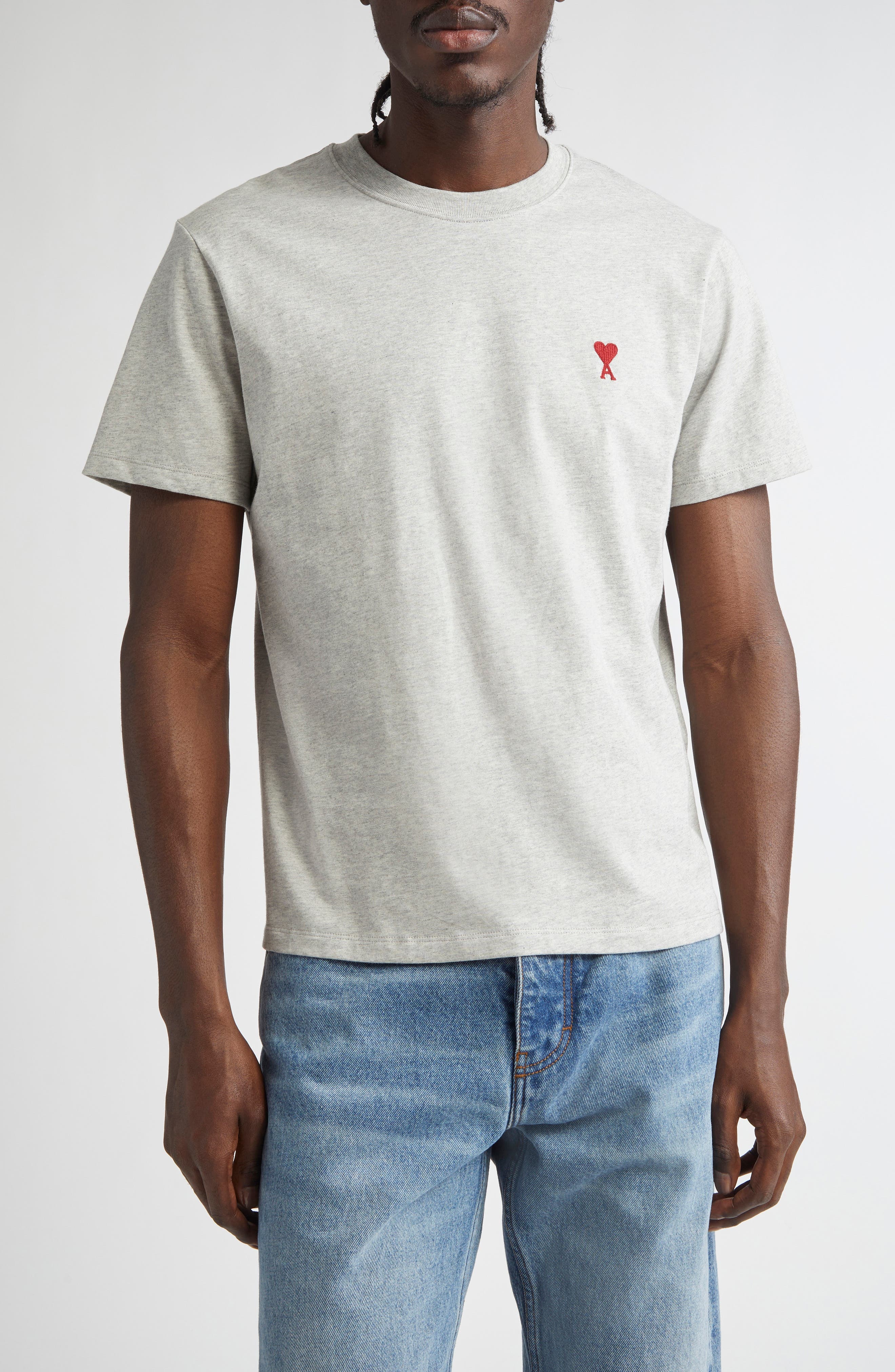 AMI PARIS Ami de Coeur Organic Cotton T-Shirt in Heather Ash Grey/0951 at Nordstrom - 1