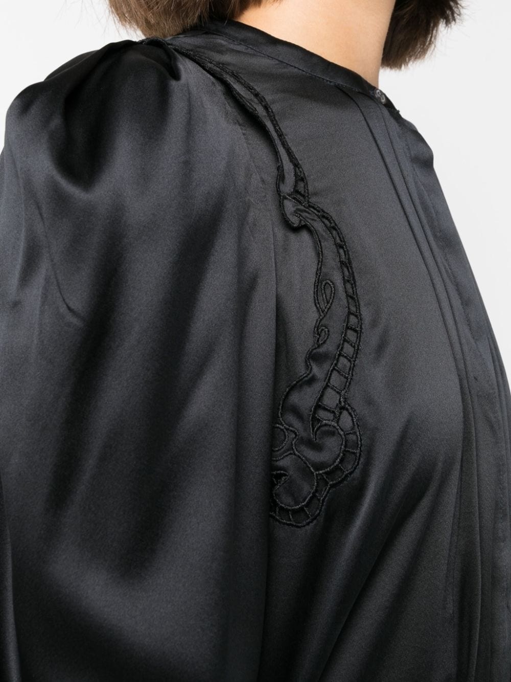 lace-detail pleated blouse - 5