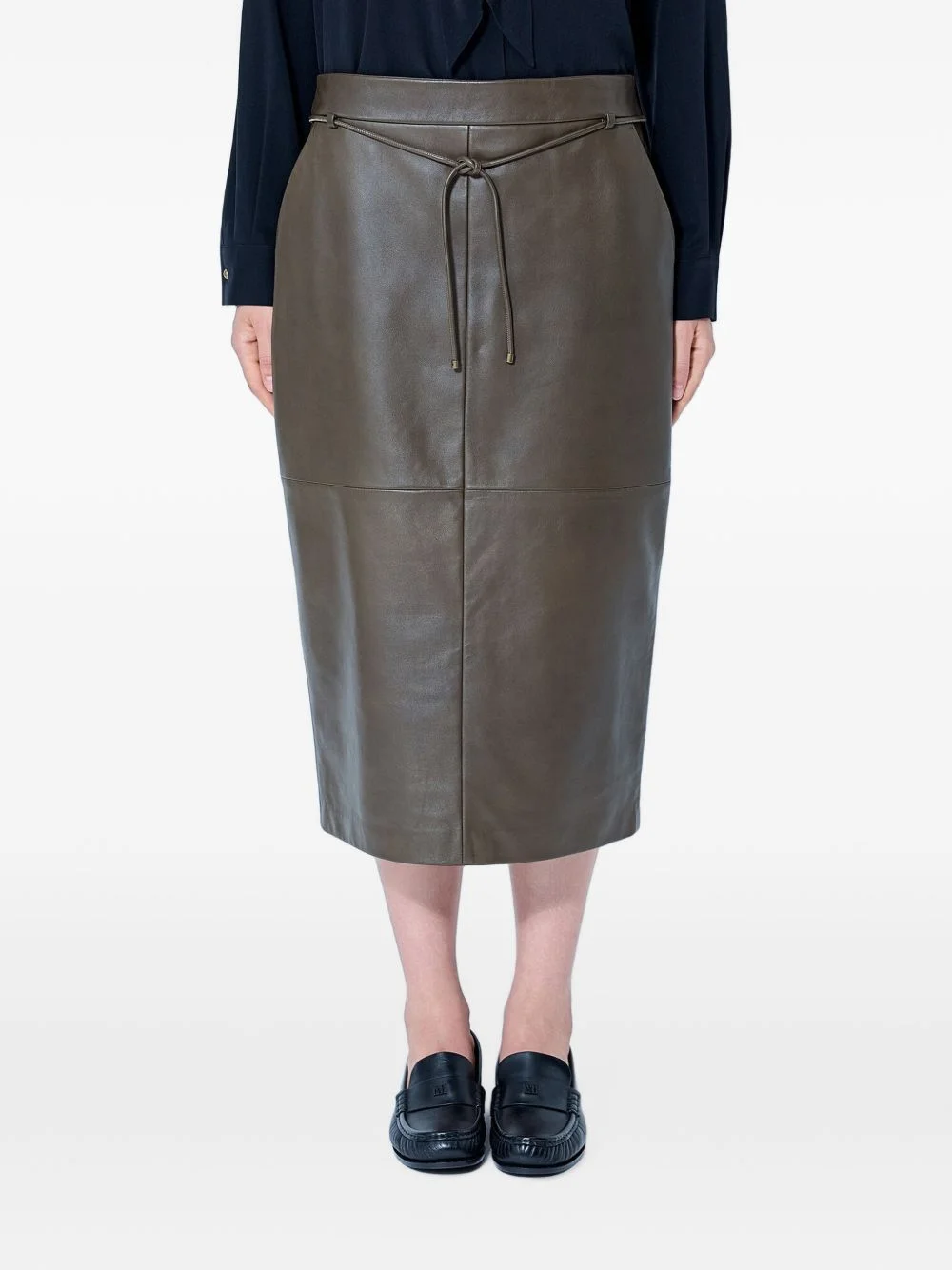 belted leather skirt - 1