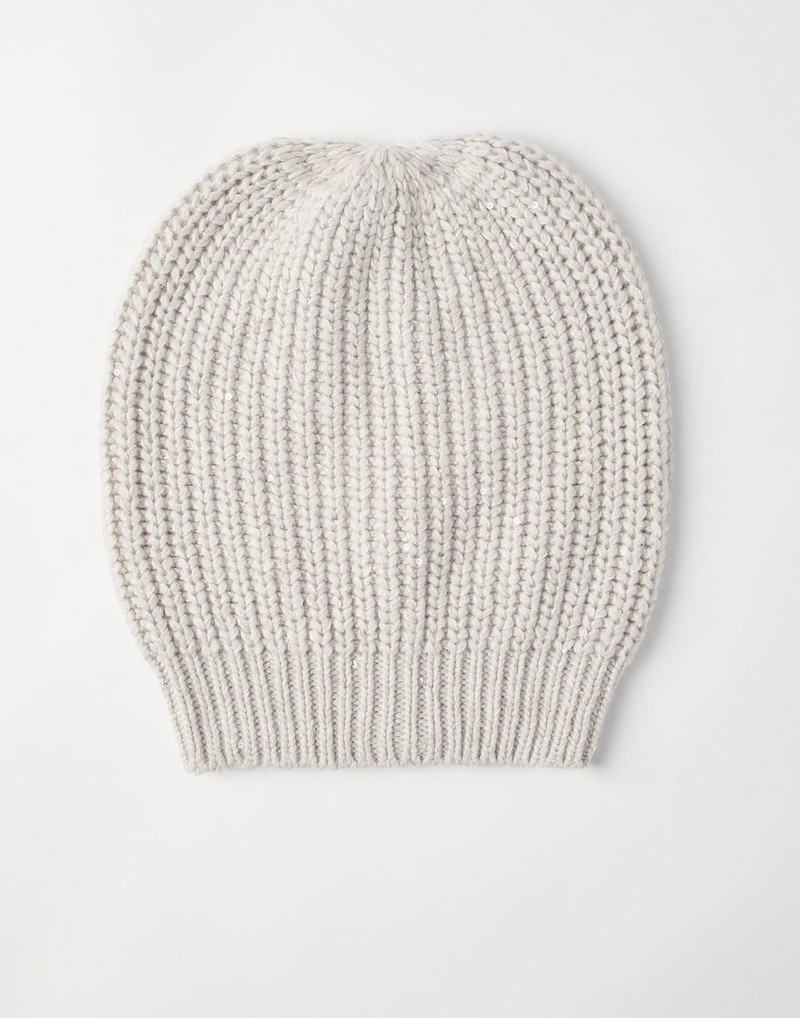 Cashmere and silk Diamond yarn knit beanie - 1