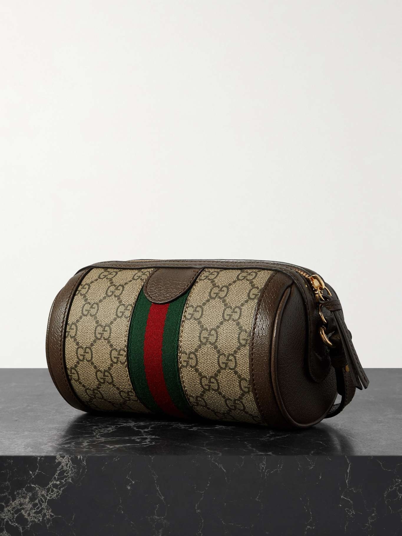 GUCCI Ophidia mini leather and webbing-trimmed printed