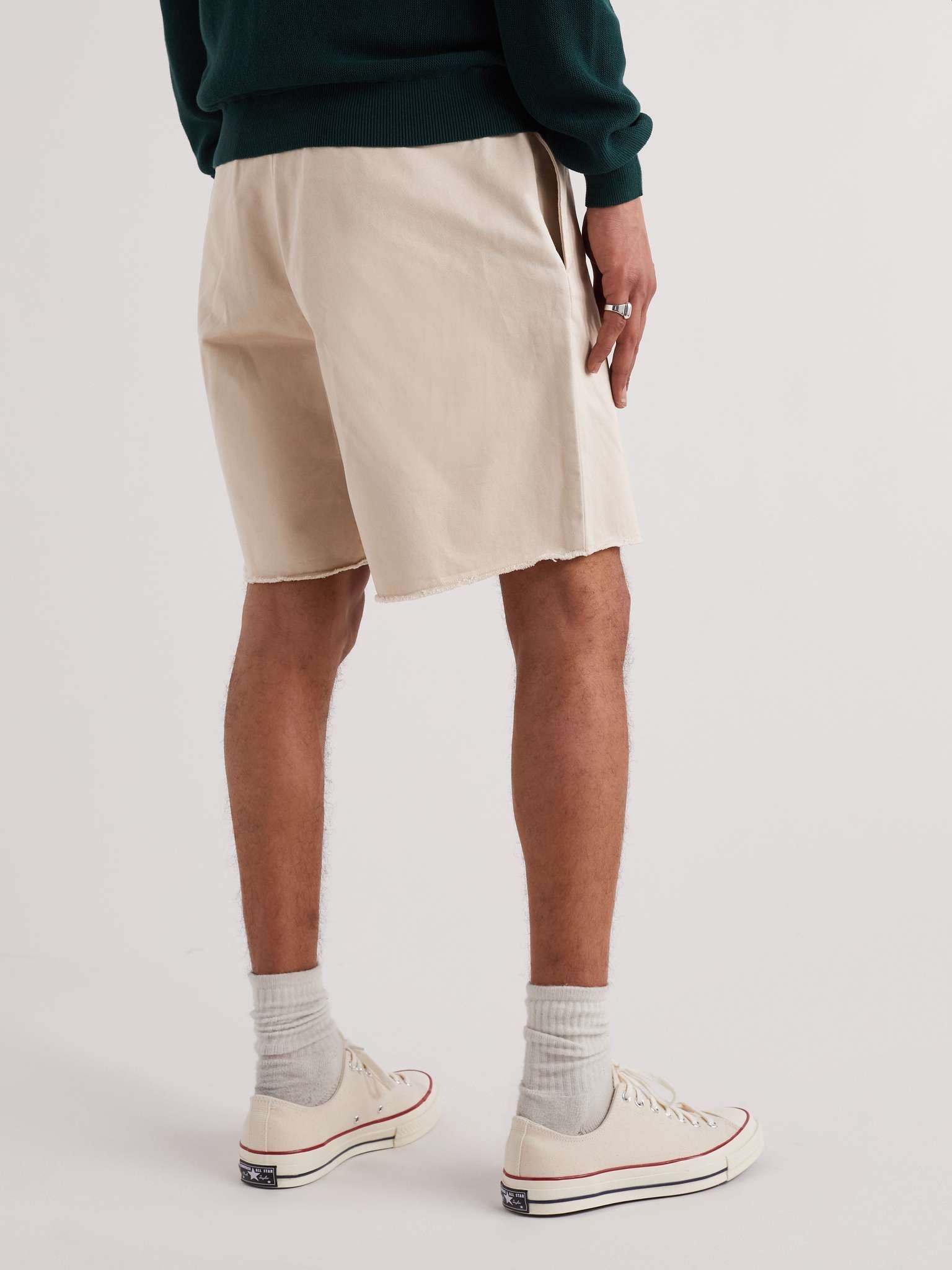 Wide-Leg Distressed Cotton-Gabardine Bermuda Shorts - 4