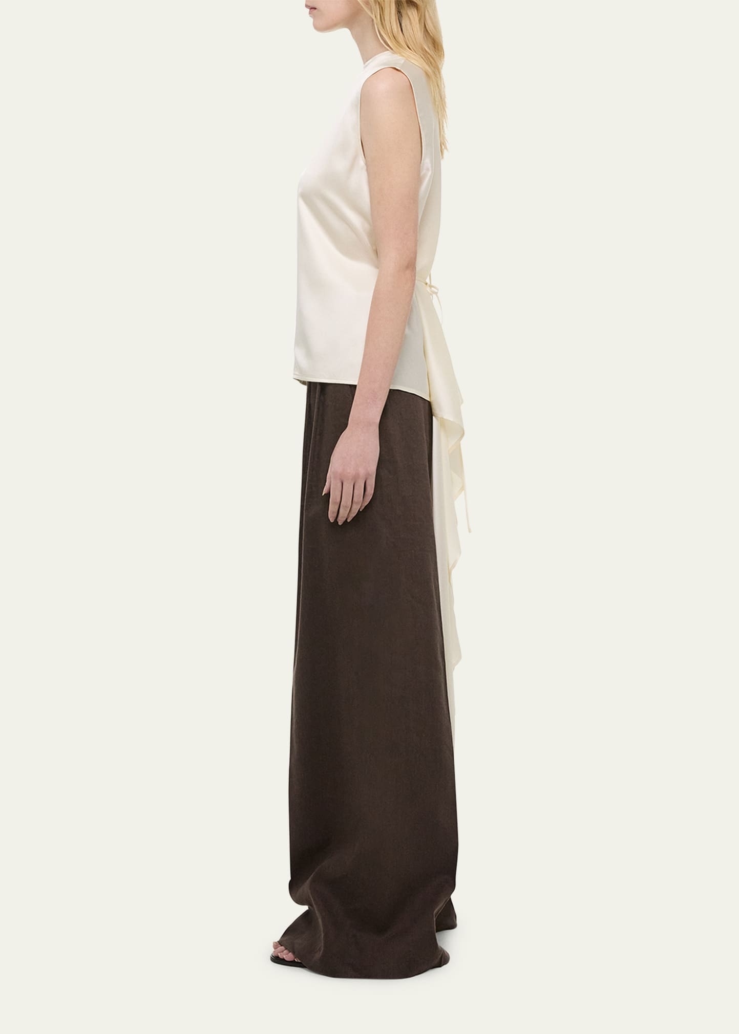 Sleeveless Draped Silk Scarf Top - 4