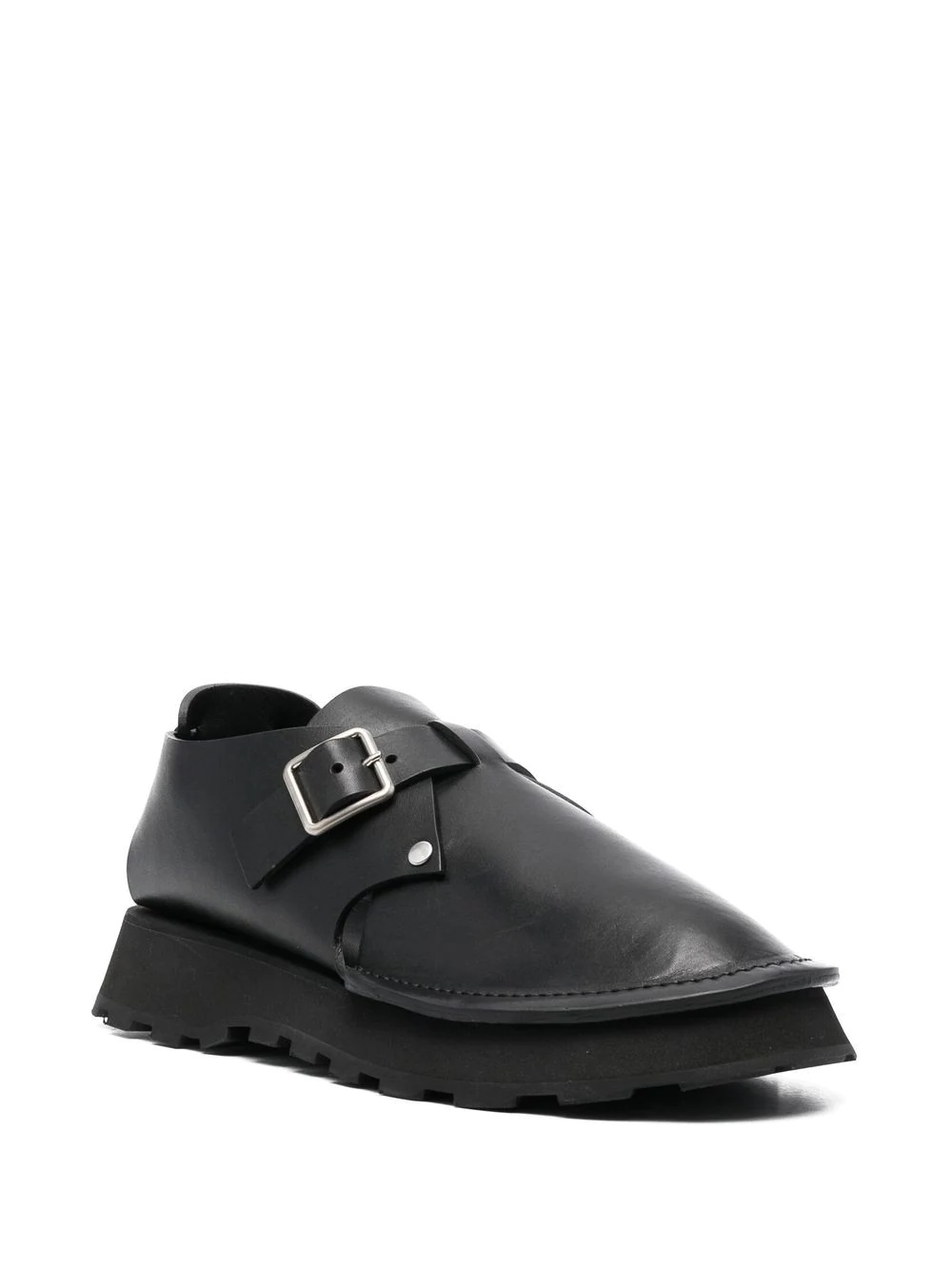 buckled leather monk shoes - 2