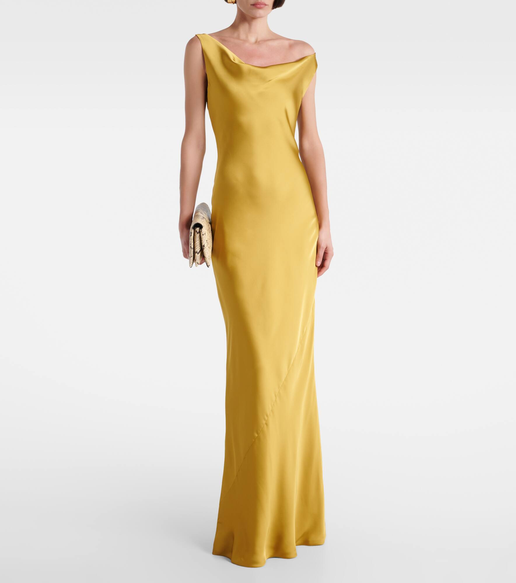 Maria asymmetric crêpe satin gown - 2