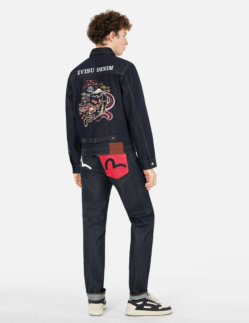 Bold Seagull Print Carrot Fit Jeans #2017 4