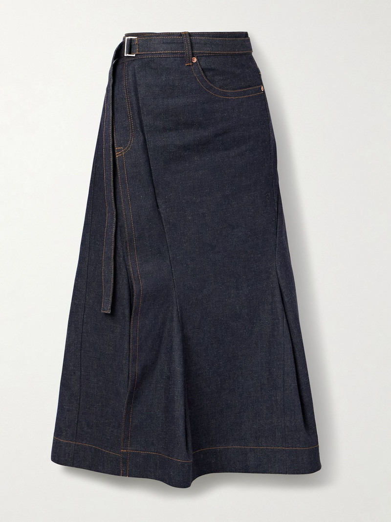 Belted denim midi skirt Indigo 1