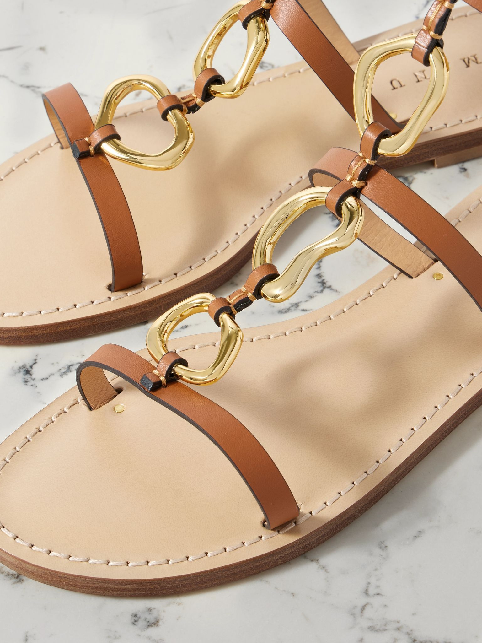 The Bazaruto embellished leather sandals Tan - 4