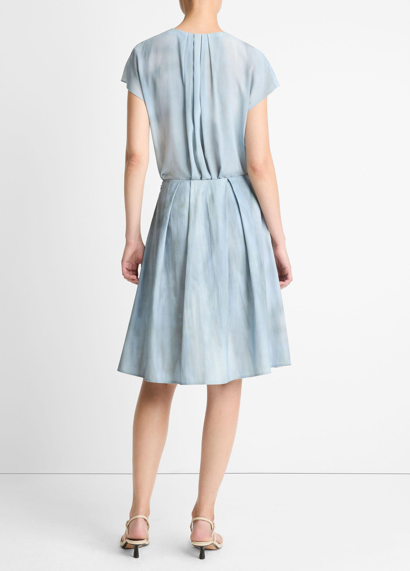 Vince Washed Ombré Cotton Pleated Knee Skirt outlook