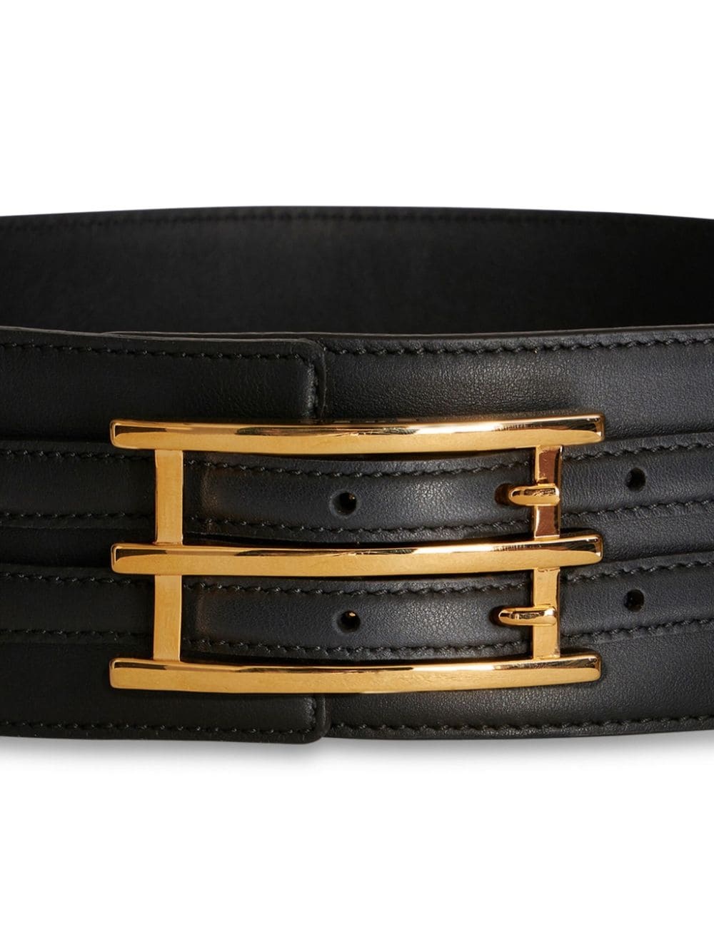 rectangle-buckle leather belt - 2