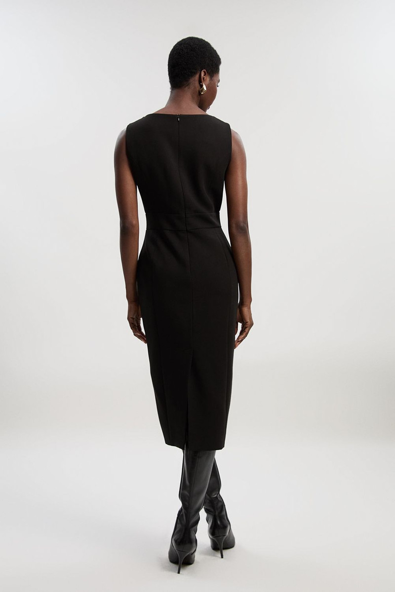 Compact Essential Tab Waist Pencil Midi Dress 5