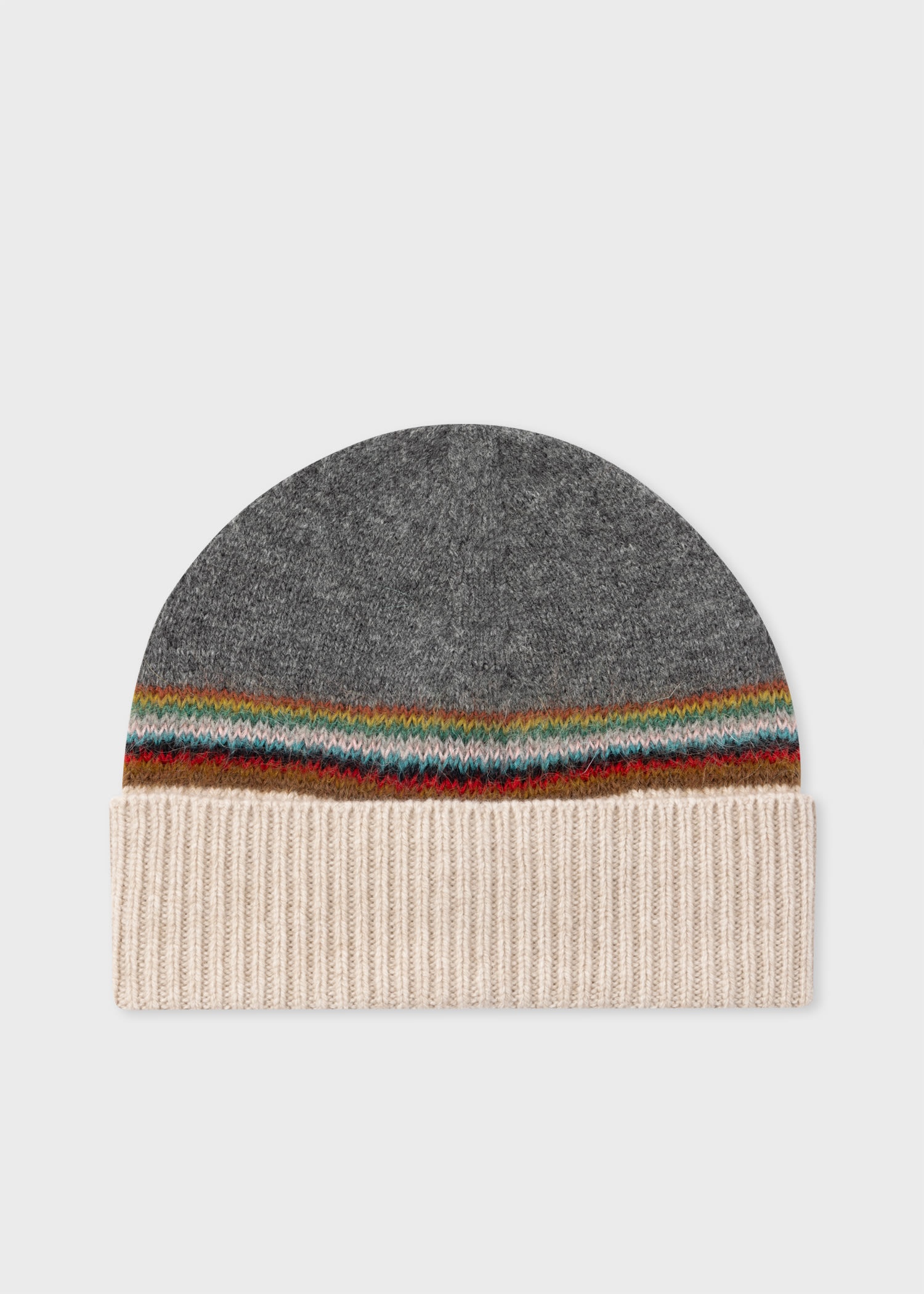 'Signature Stripe' Intarsia Lambswool-Mohair Beanie - 1
