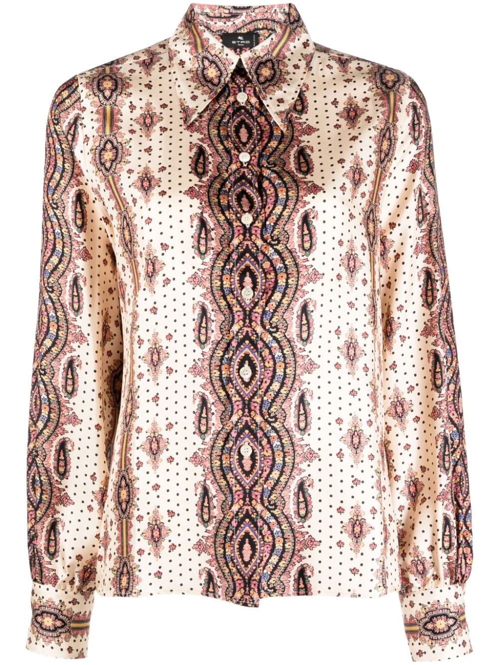 paisley-print long-sleeve silk shirt - 1